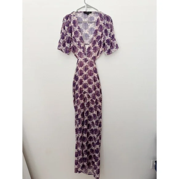 For Love & Lemons Clover Maxi Dress in Lilac Print M - Picture 4 of 11